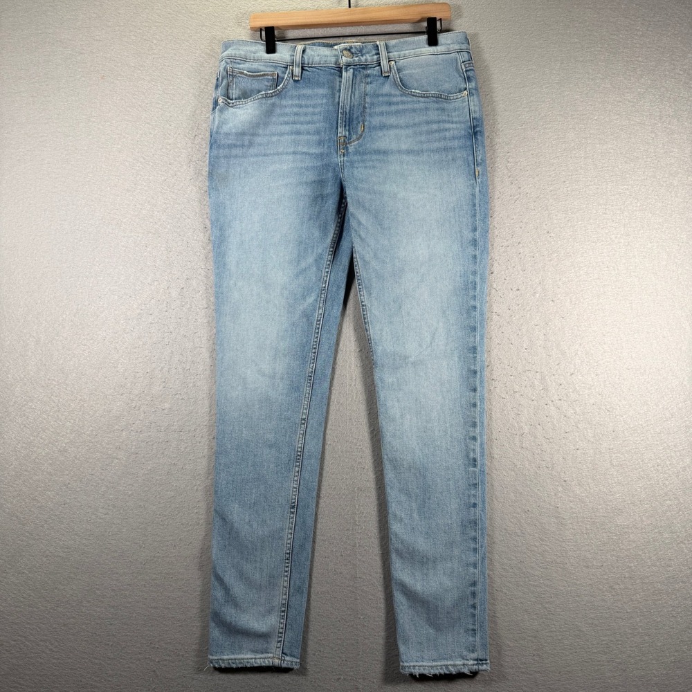 Hudson Zack Skinny Jeans Mens Light Wash Denim Distressed Frayed Hem 33x30.5